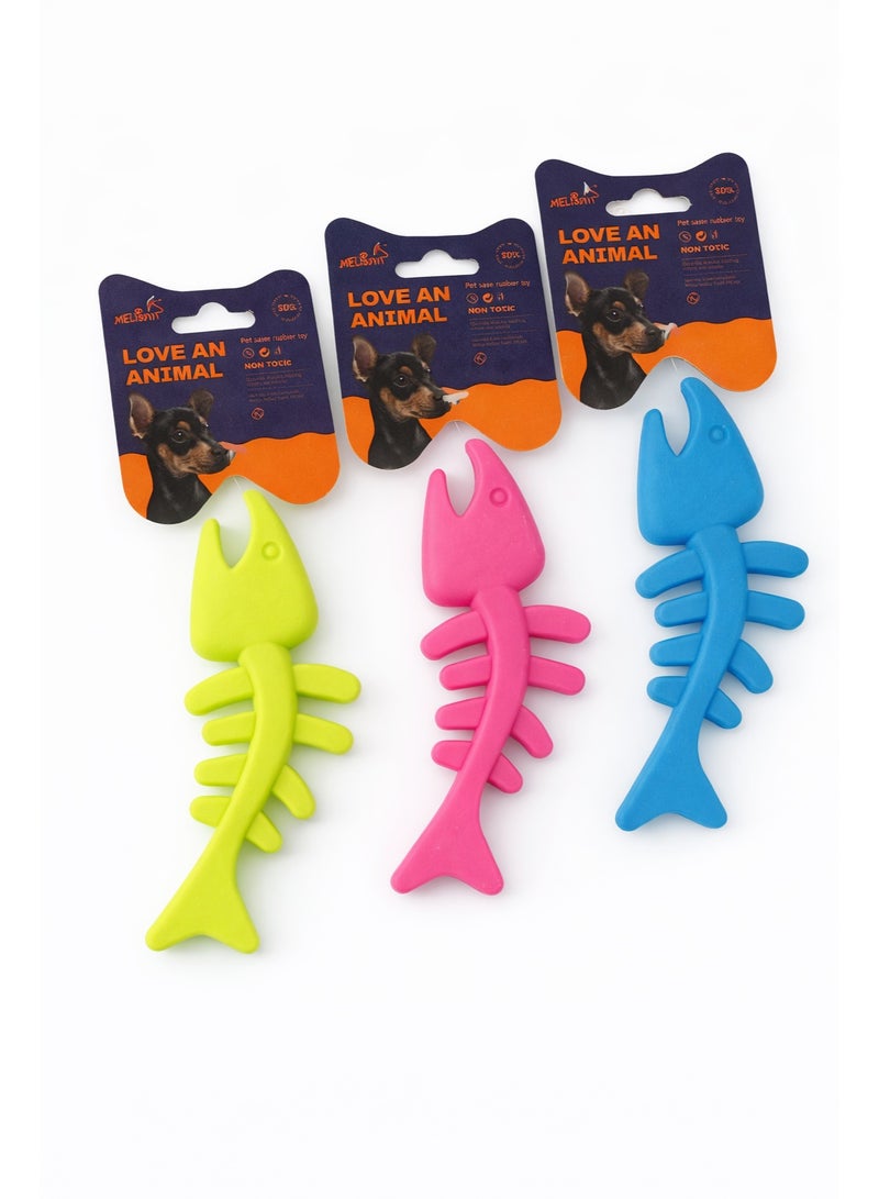 لعبة مطاطية آمنة للحيوانات الأليفة، على شكل سمكة، غير سامة، متوفرة باللون الأزرق والوردي والأصفر